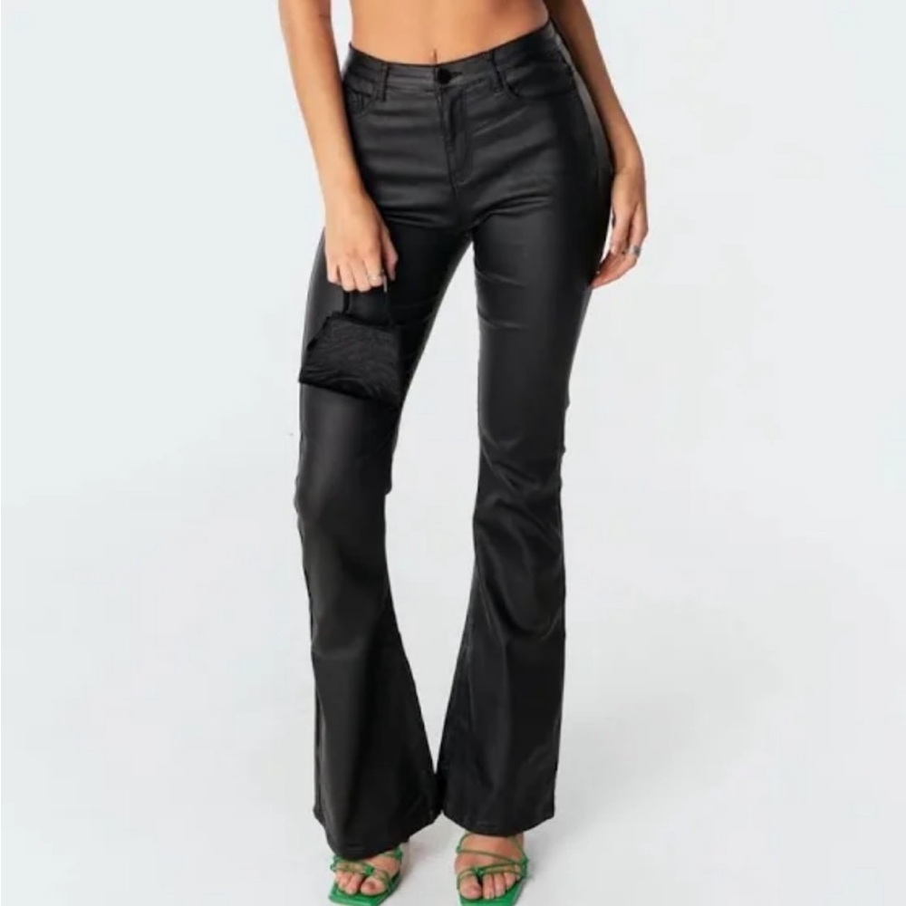 Flare leather pants